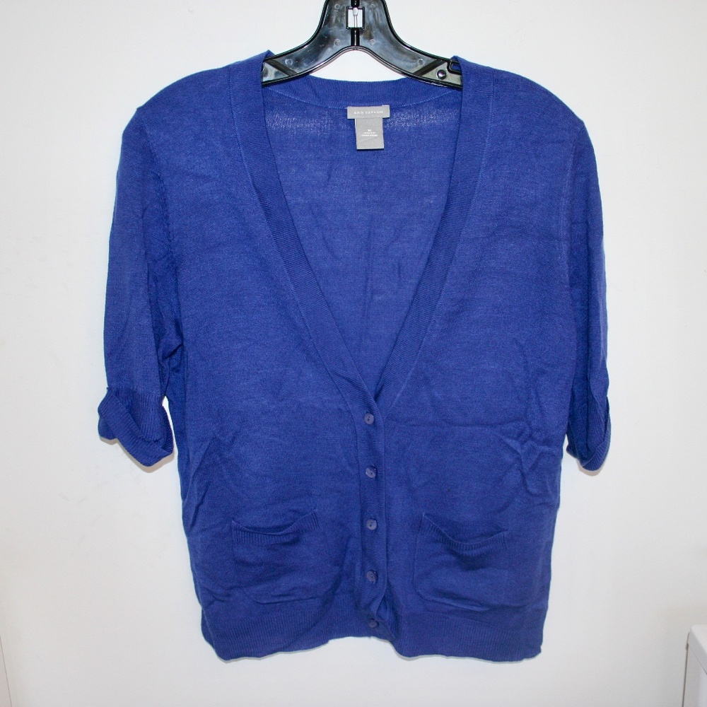 Ann Taylor Short Sleeve Cardigan Sweater Sz M